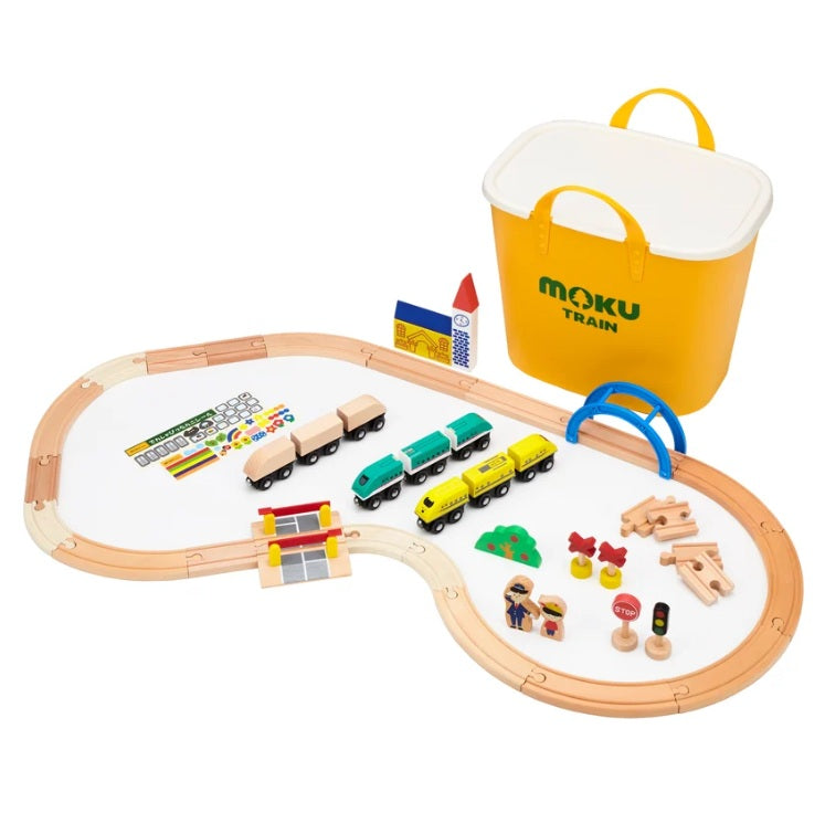 moku TRAIN 木製電車とレールセット(スタックストーお片付けBOX)