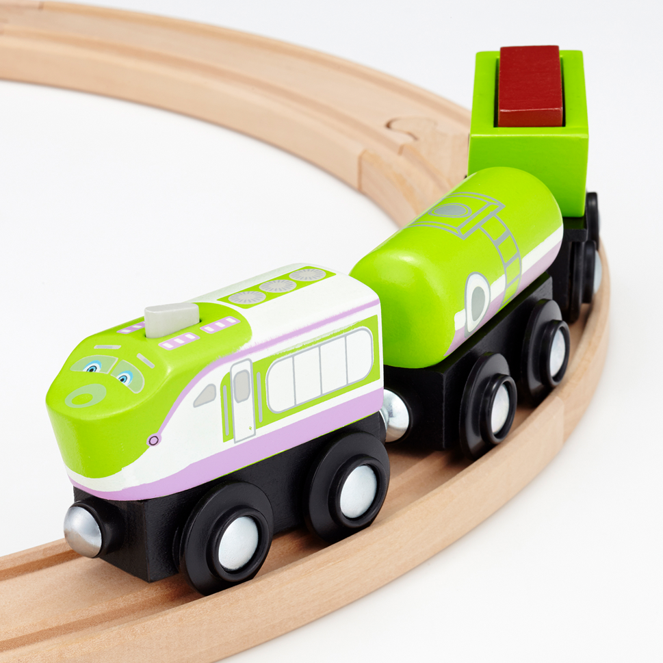木製トレイン　MICKI社 IKEA MOKUトレイン 木製トレイン 特急急行3点セット moku TRAIN(モクトレイン)の